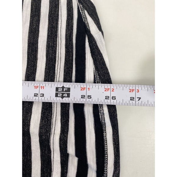 Talbots Shirt Womens Large Black White Striped Ruffle Sleeve Metallic Tee Top - Picture 8 of 12